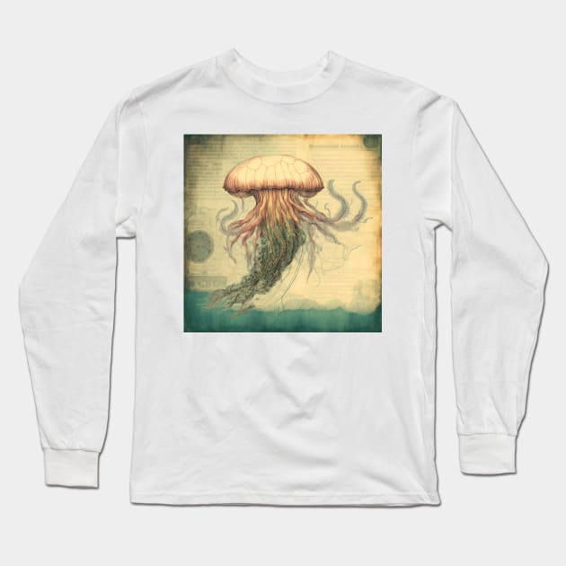 Vintage Jellyfish Long Sleeve T-Shirt by hamptonstyle